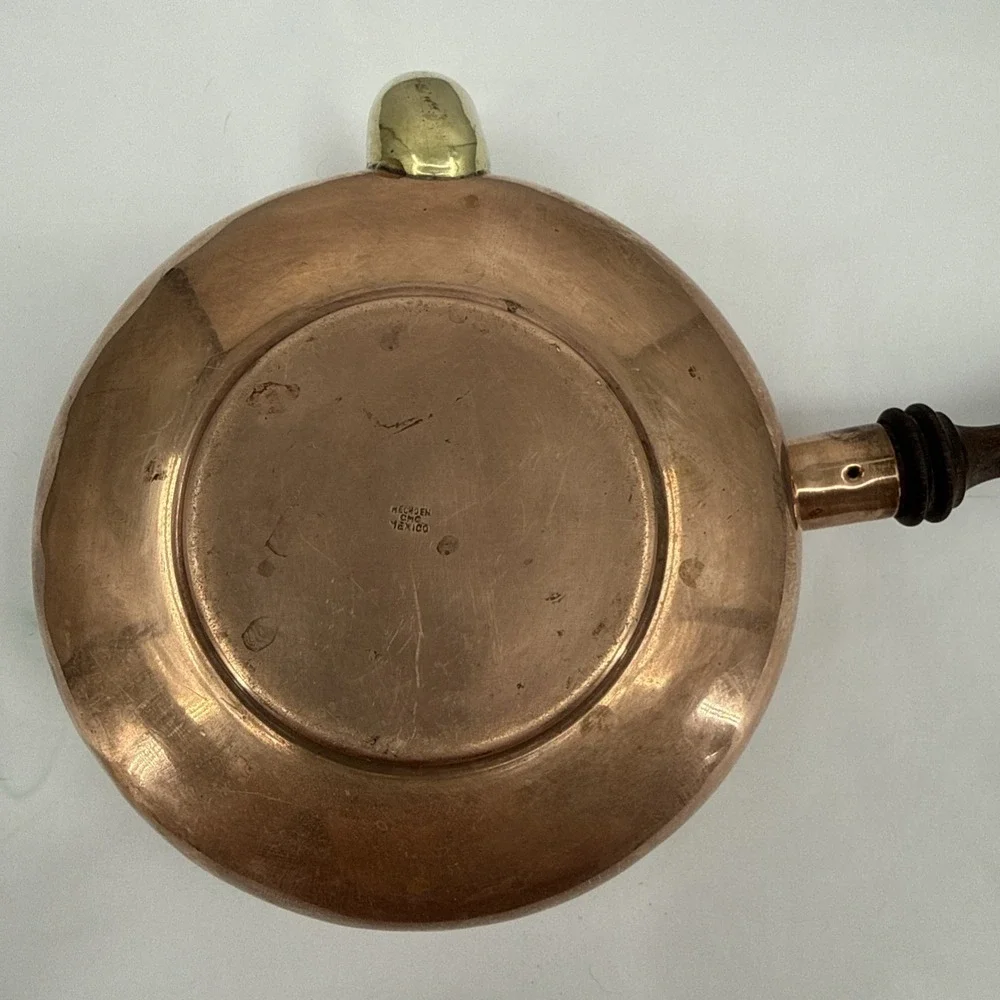 Antique Copper & Brass Tea Kettle Tin Lined Bell Lid Late 1800's-early 1900's‎